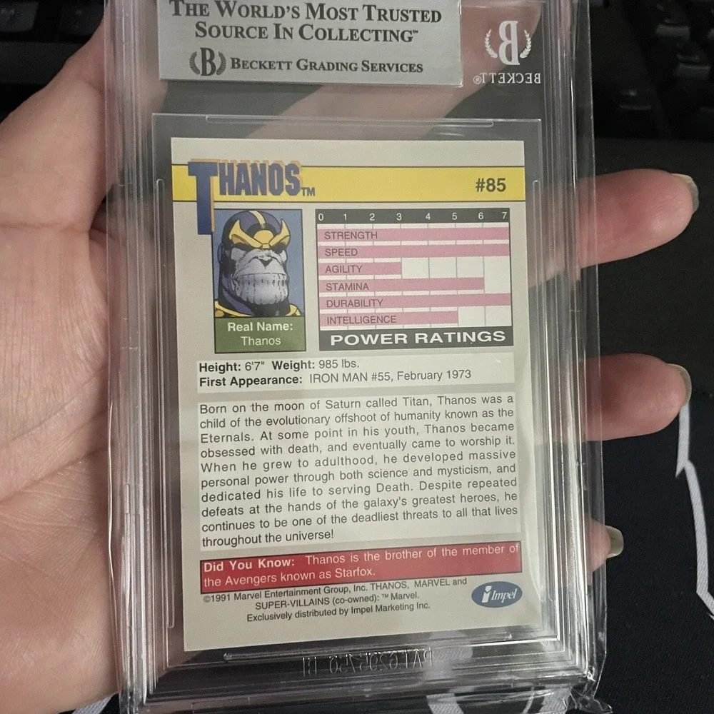 1991 Marvel‎ Comics Impel Trading Card #85 Thanos Ultra Rare BGS Graded GEM